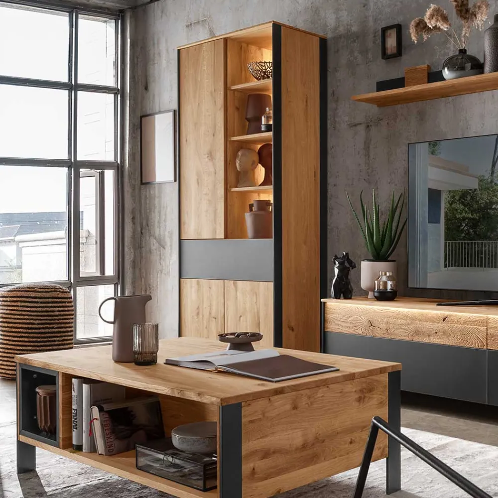 Clearance Massivholzschrank Despinia Massivholzmöbel|Vitrinenschrank