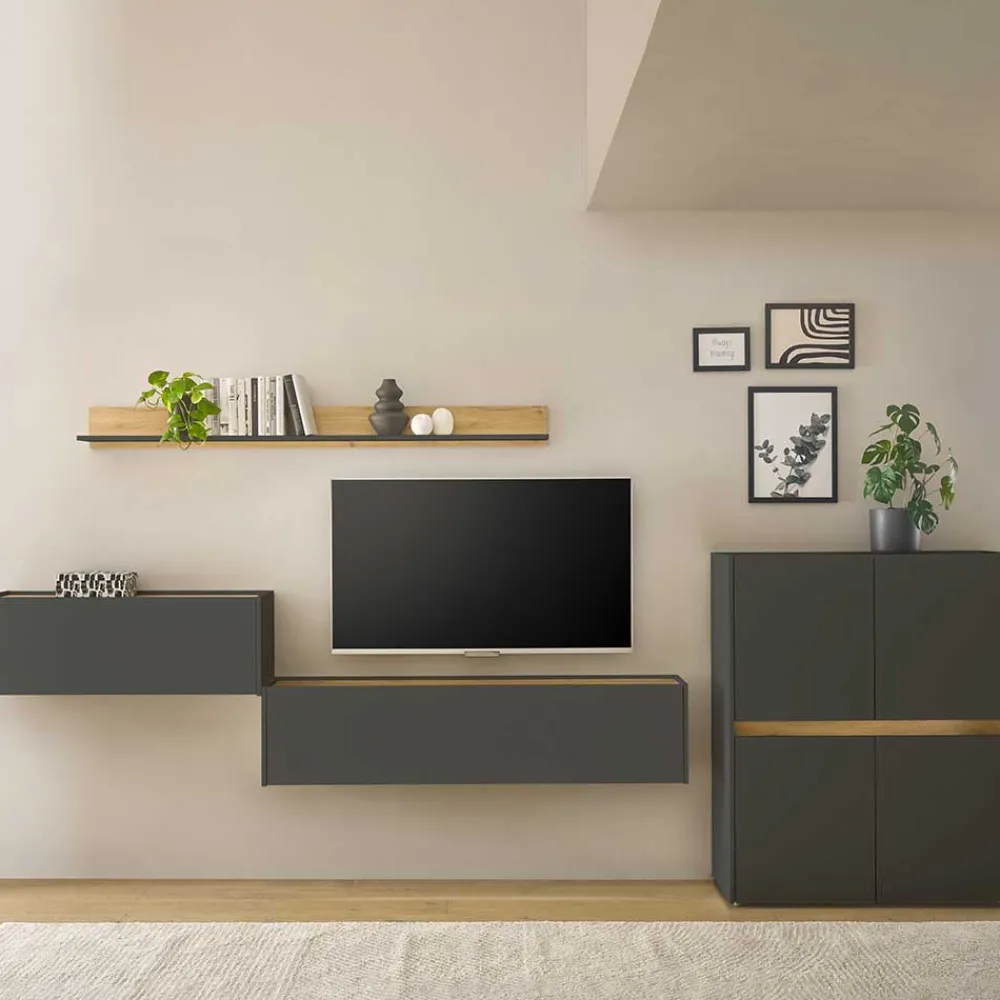 Outlet Moebelset mit Schreibplatz Uzniana Moderne Wohnwände|Wohnwand 350 Cm