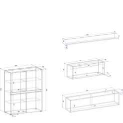 Outlet Moebelset mit Schreibplatz Uzniana Moderne Wohnwände|Wohnwand 350 Cm