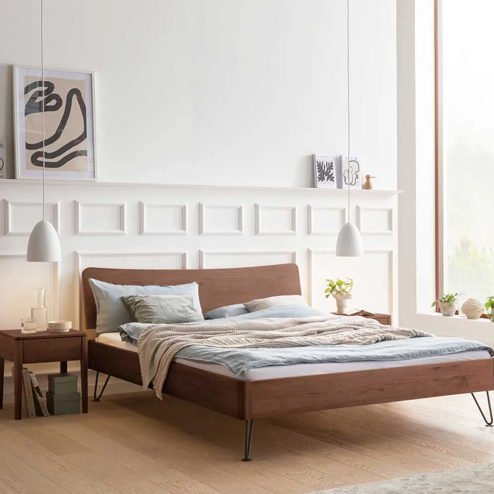 Nussbaum Massivholz Bett Stufanias*Pharao24 Discount
