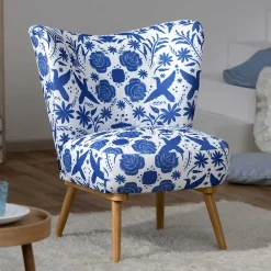 Discount Polstersessel blau weiß Milan Polstermöbel|Wohnzimmer Sessel