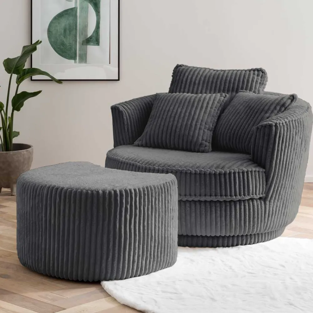 Clearance Retro Drehsessel mit Hocker Tresema Wohnzimmer Sessel|Relaxsessel