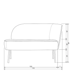 Retro Loungesofa Musena 2 Sitzer Sofa