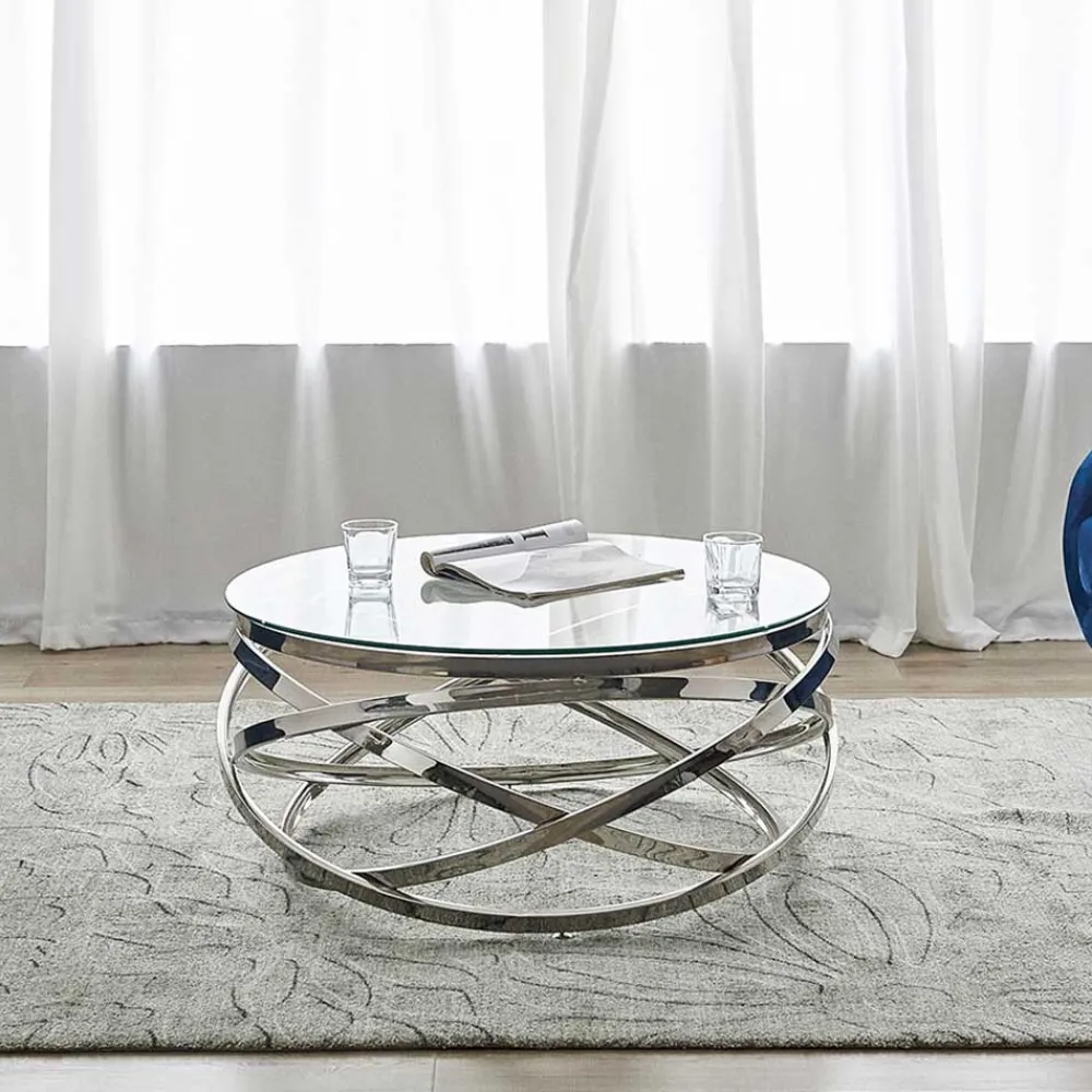 Outlet Runder Design Couchtisch Woodna Glastische