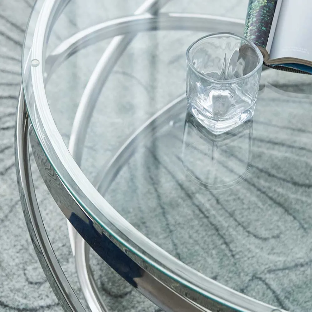 Outlet Runder Design Couchtisch Woodna Glastische