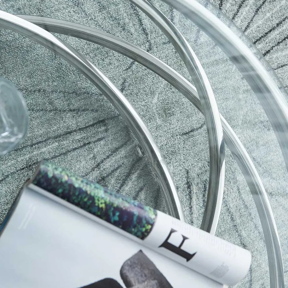 Outlet Runder Design Couchtisch Woodna Glastische