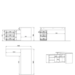 Hot Schreibtisch mit Schrankelement Charin Schreibtische|Computertische