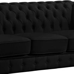 New Schwarze Chesterfieldcouch Vinzenzo Wohnzimmercouch|Einzelsofa