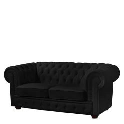 Schwarzes Chesterfield Ledersofa Vinzenzo Polstermöbel|Wohnzimmercouch