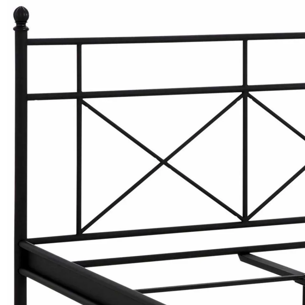 Hot Schwarzes Metall Bett Lakos Doppelbetten|Jugendbetten