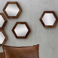 Sechseckiger Wandspiegel India*Pharao24 Sale