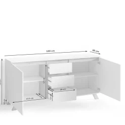 New Sideboard 160 cm breit Pirate Küchenkommode|Esszimmerkommoden