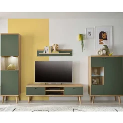 New Skandi Wohnzimmermöbel Lora Wohnwand 300 Cm