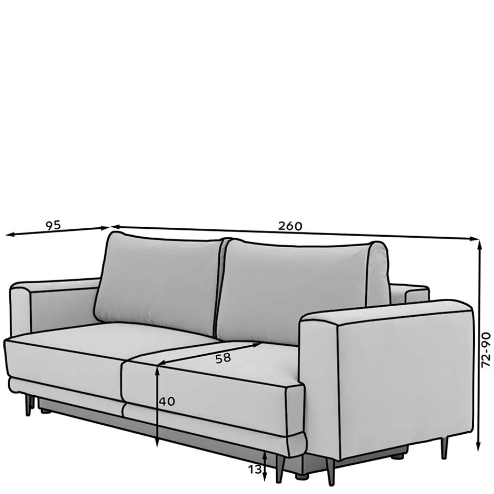 New Sofa Azua 3 Sitzer Sofa|Schlafsofas