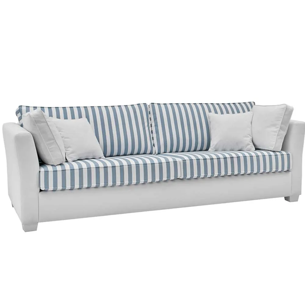New Sofa blau weiß gestreift Nalyva Polstermöbel|Wohnzimmercouch