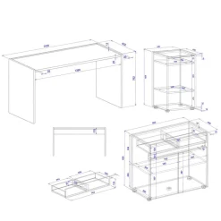 New 3-teiliges Büromöbelset Rascian Büromöbel Sets