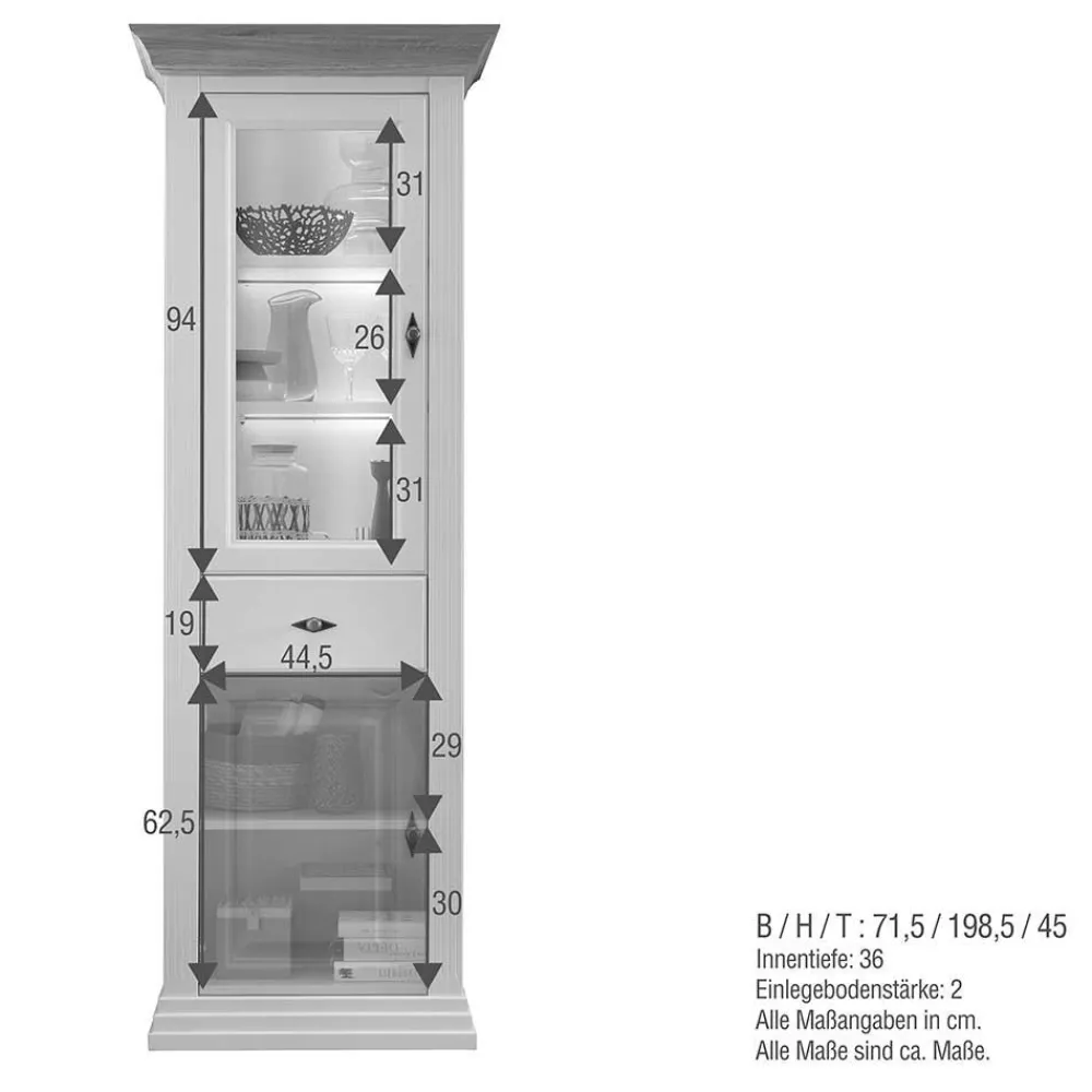 Discount Vitrinenschrank Greeks Massivholzmöbel|Vitrinenschrank