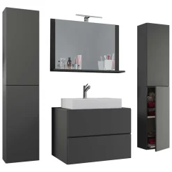 Outlet Waschplatz Set Anthrazit Kanmura Badmöbel Sets