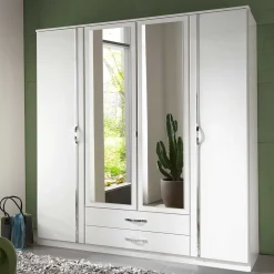Weißer Schlafzimmerschrank Alkatar Drehtürenschränke|Jugendkleiderschrank