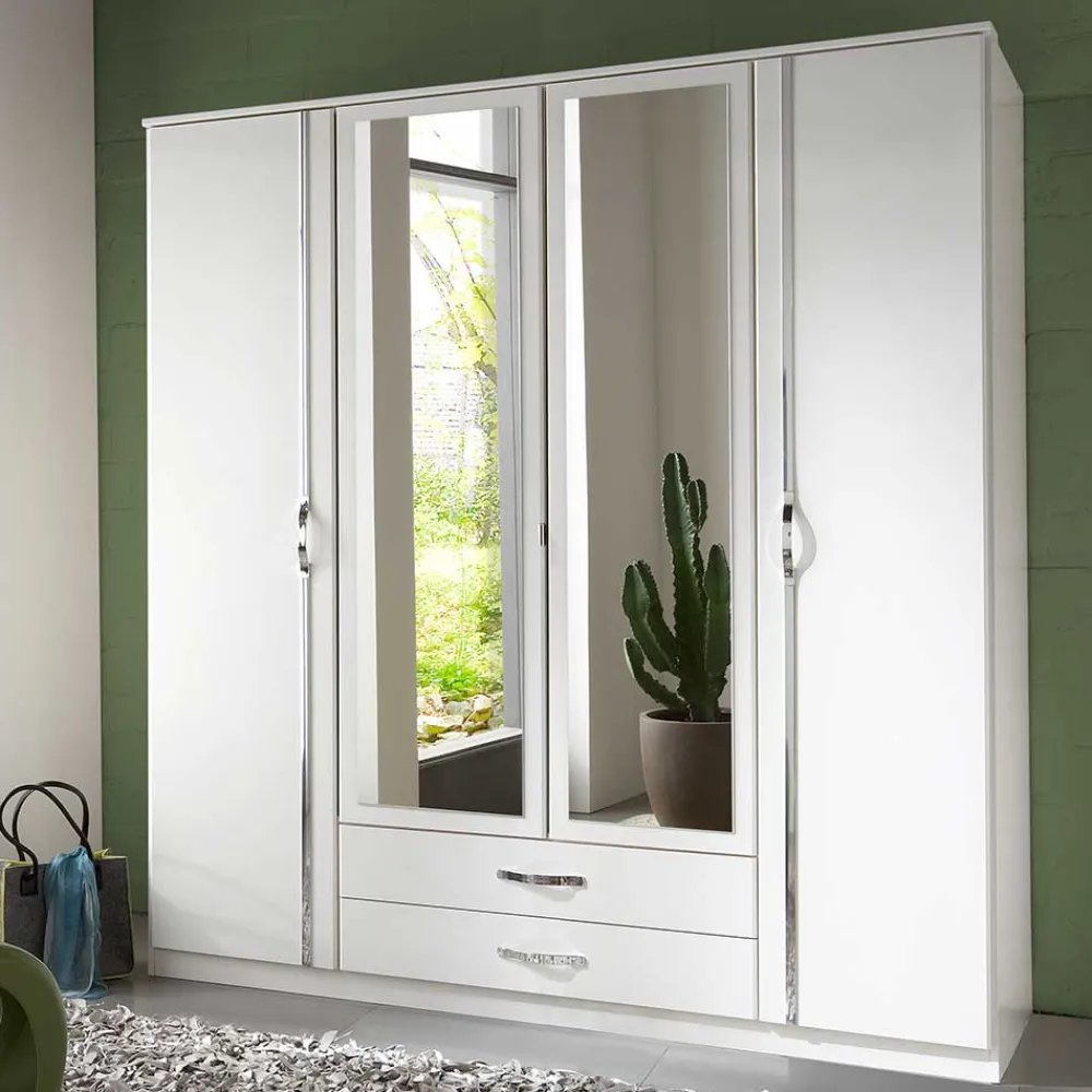 Weißer Schlafzimmerschrank Alkatar Drehtürenschränke|Jugendkleiderschrank