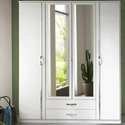 Weißer Schlafzimmerschrank Alkatar Drehtürenschränke|Jugendkleiderschrank