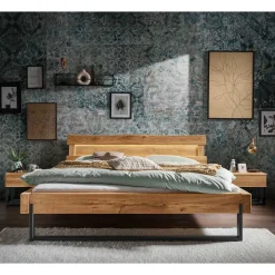 Wildeiche Balkenbett Useda Doppelbetten|Massivholzbetten