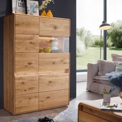 Wildeiche Highboard Eridia Esszimmerkommoden|Wohnzimmerkommoden