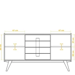 New Wildeiche Sideboard Carilla Massivholzmöbel|Küchenkommode