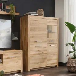 Wildeiche Vitrinenschrank Divrina*Pharao24 Discount