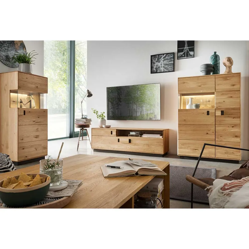 Outlet Wohnwand massiv Seldran Wohnwand 300 Cm|Moderne Wohnwände