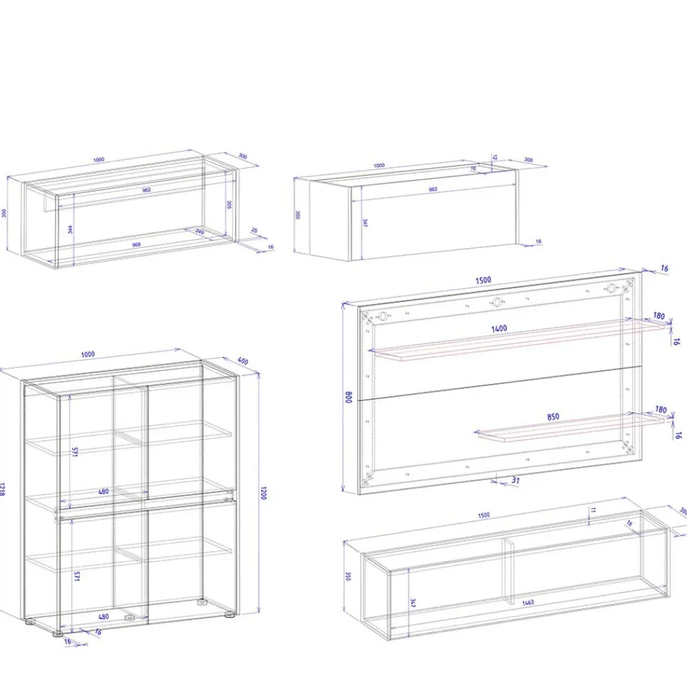 Wohnwand modern Uzniana*Pharao24 Best