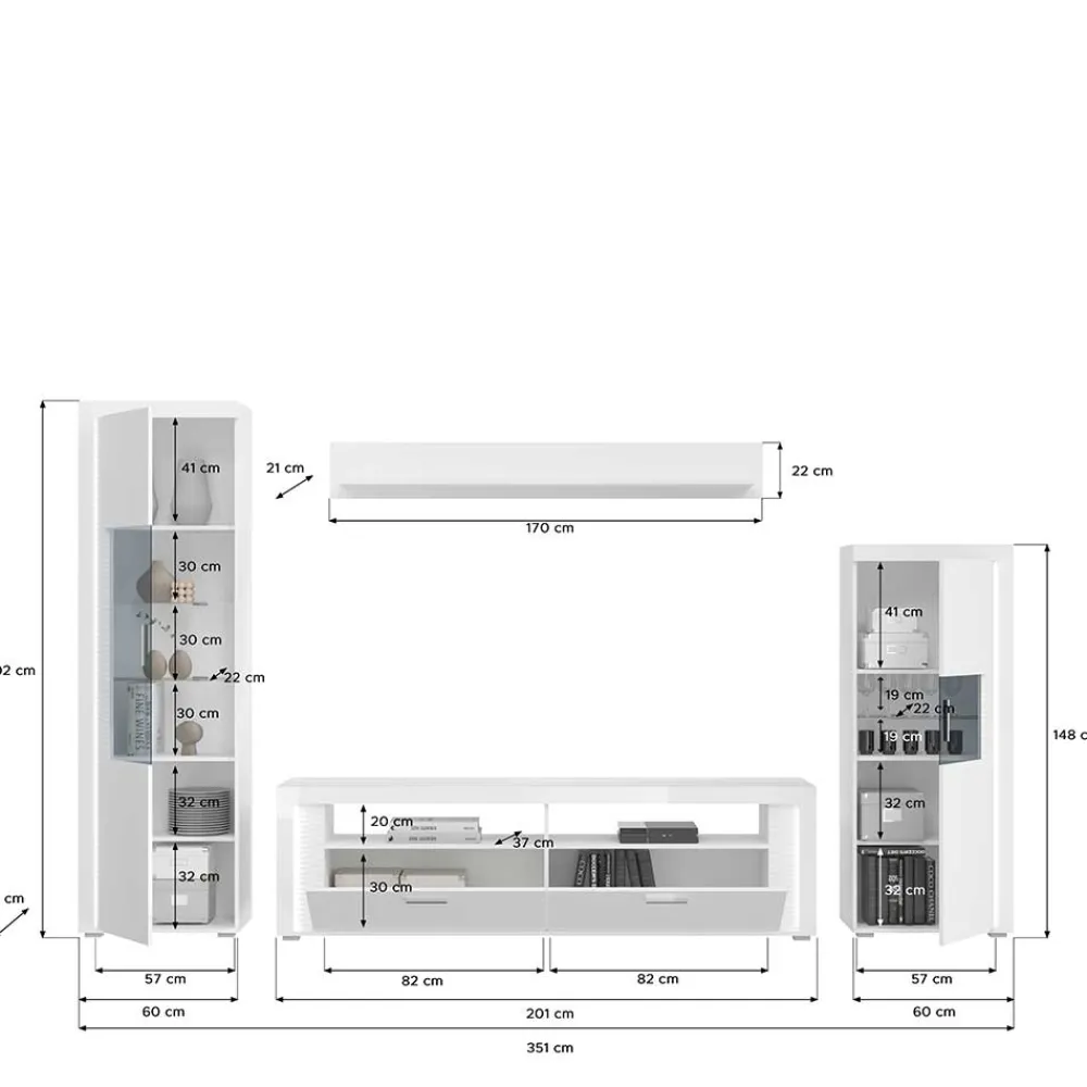 Wohnwand modern weiß Countrys*Pharao24 Outlet