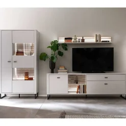 New Wohnwand weiß modern Polar Wohnzimmerschrank|Wohnwand 300 Cm