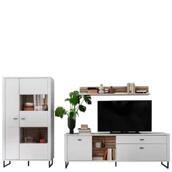 New Wohnwand weiß modern Polar Wohnzimmerschrank|Wohnwand 300 Cm