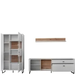 New Wohnwand weiß modern Polar Wohnzimmerschrank|Wohnwand 300 Cm