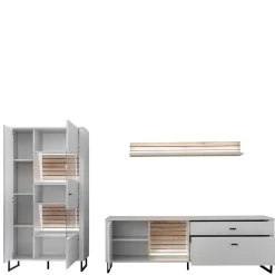 New Wohnwand weiß modern Polar Wohnzimmerschrank|Wohnwand 300 Cm