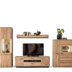 Outlet Wohnzimmer Anbauwand Wupnia Wohnwand 350 Cm|Massivholz Wohnwände