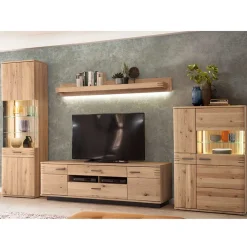 Outlet Wohnzimmer Anbauwand Wupnia Wohnwand 350 Cm|Massivholz Wohnwände