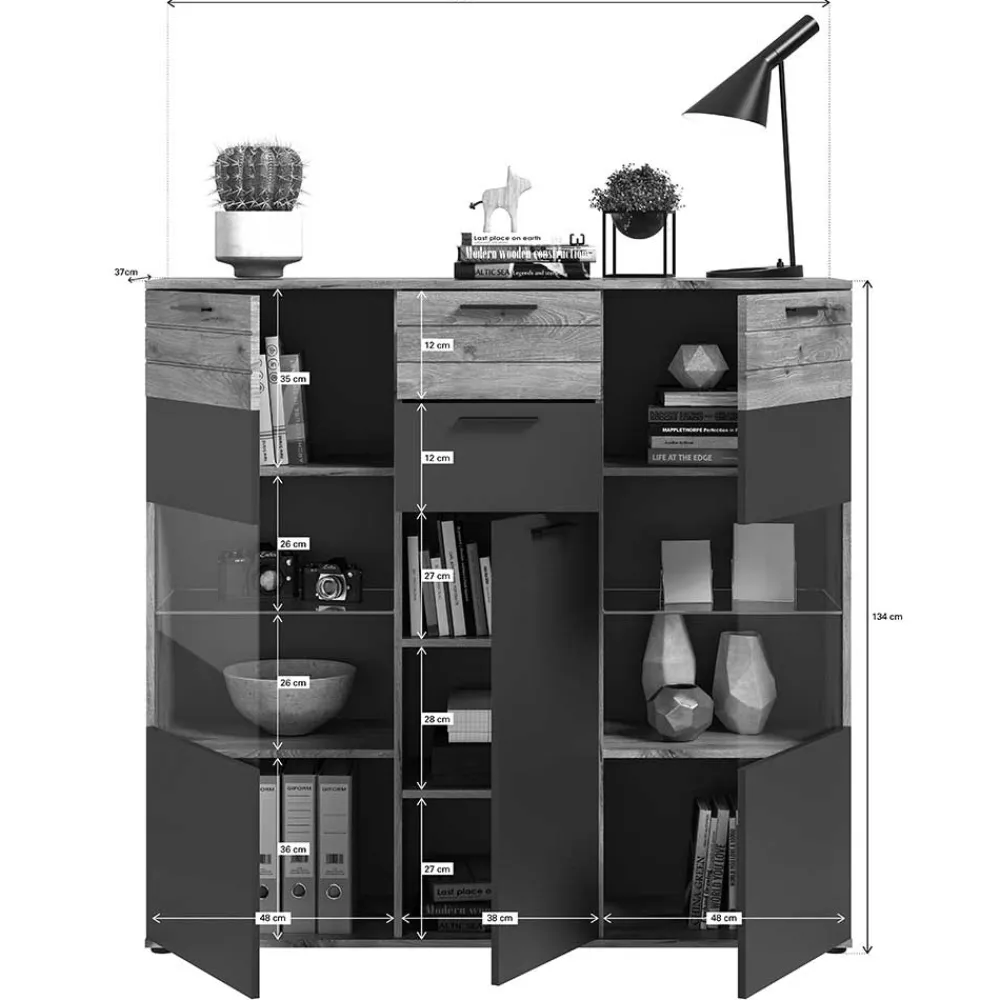 Wohnzimmer Highboard Plestna*Pharao24 Outlet