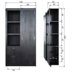 Wohnzimmer Schrank Lariana Wohnzimmervitrinen|Massivholz Schränke