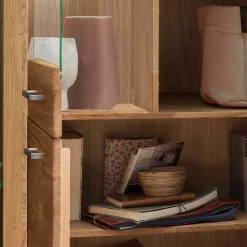 Wohnzimmer Vitrinenschrank Divrina Massivholzmöbel|Wohnzimmerschrank