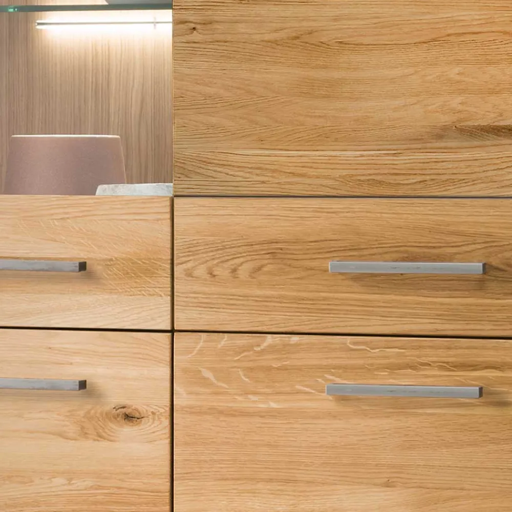 Wohnzimmer Vitrinenschrank Divrina Massivholzmöbel|Wohnzimmerschrank