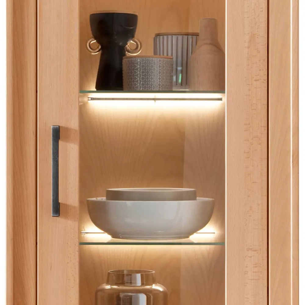 Wohnzimmer Vitrinenschrank Olmedo Massivholzmöbel|Vitrinenschrank
