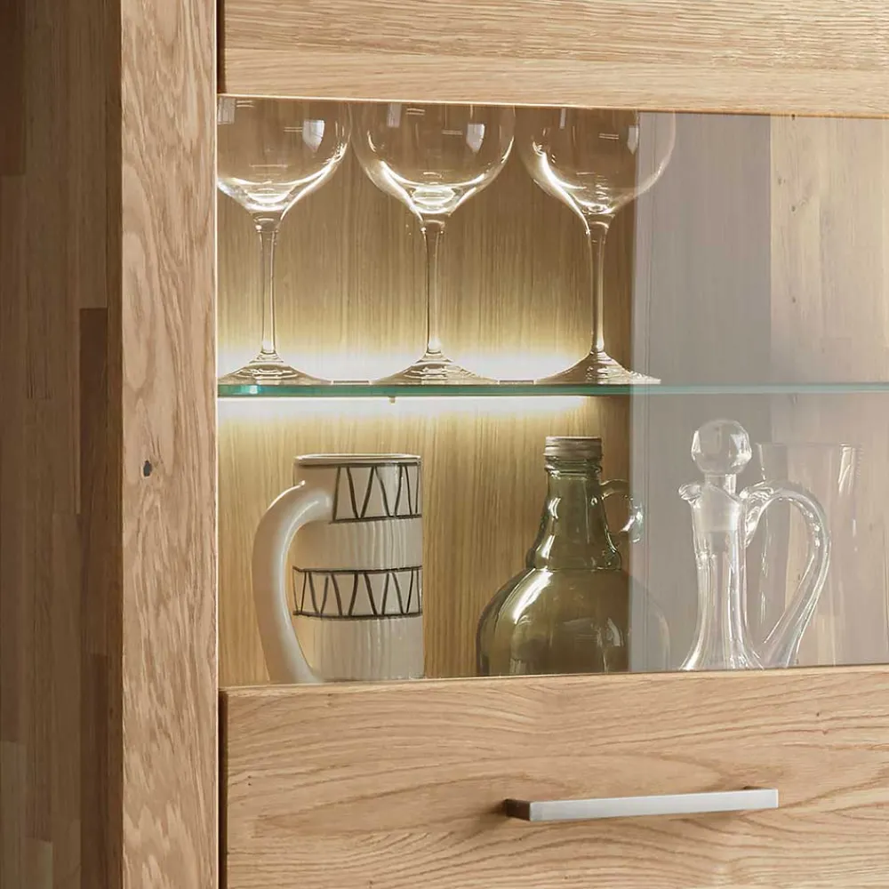 New Wohnzimmervitrine Wildeiche Divrina Massivholzmöbel|Vitrinenschrank