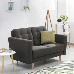 Outlet Zweisitzer Sofa Anthrazit Loytima Wohnzimmercouch|Einzelsofa