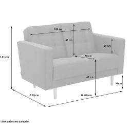 Outlet Zweisitzer Sofa Anthrazit Loytima Wohnzimmercouch|Einzelsofa