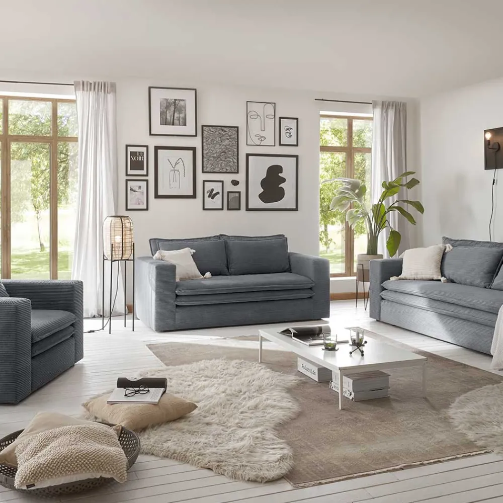 Outlet Zweisitzer Sofa Anthrazit Eltusa Wohnzimmercouch|2 Sitzer Sofa